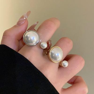 Jewelry Accessories Pearl Ring Opening Adjustable Korean Pearl Ring Pearl Open Rings  Wedding