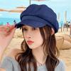 Hat Female High-End Sense Hole Solid Color Versatile Octagonal Hat Literary Retro Casual Newsboy Hat