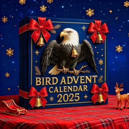 2025 Bird Advent Calendar 24 Days Handcrafted Acrylic Ornaments with Realistic Designs 2D Flat Hanging Decor for Christmas Tree & Holiday Display