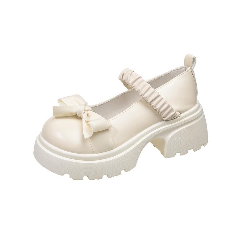 French Mary Jane Shoes Women's 2025 Spring and Autumn New Pearl Bow Girl Single Shoes Thick Heel Fairy Style Loafers