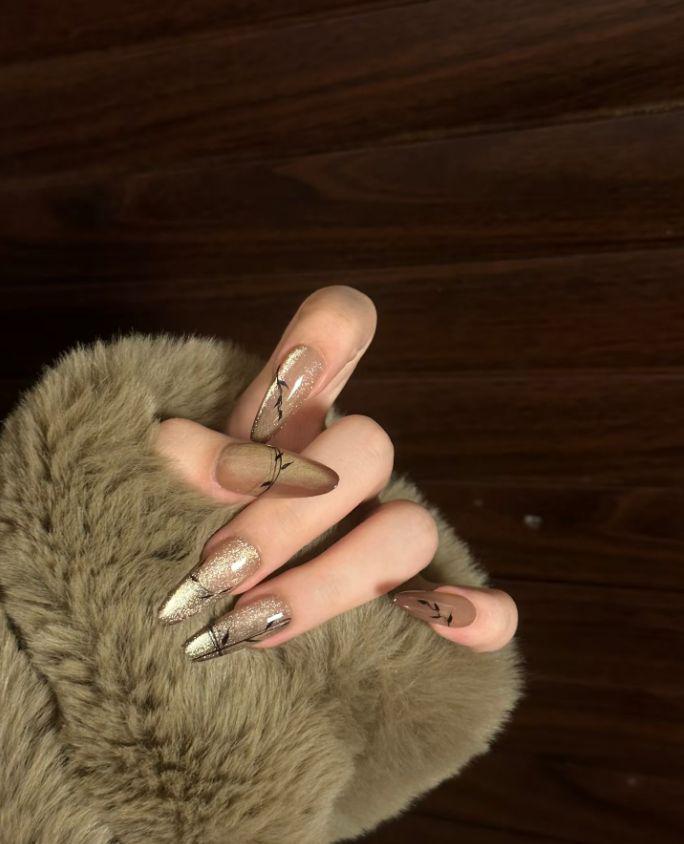 

Съемные накладные ногти Xiaohongshu Luxe Cat Eye