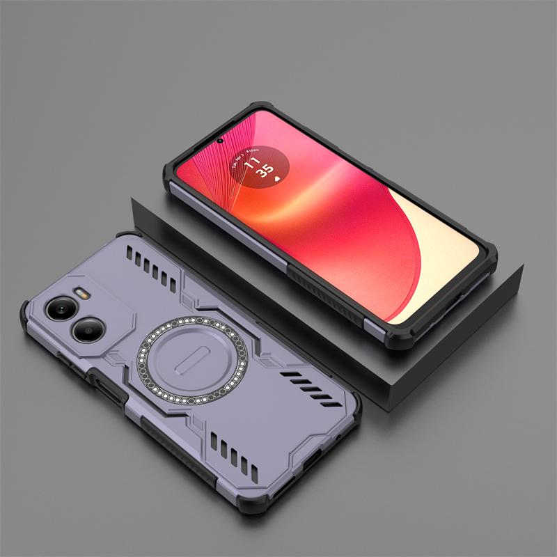 Für Motorola Moto E15 Hülle Für Moto E15 Stoßfest Magnetische Adsorption Kabelloses Laden Rückseite Für Moto E15 Hülle 6,67 Zoll