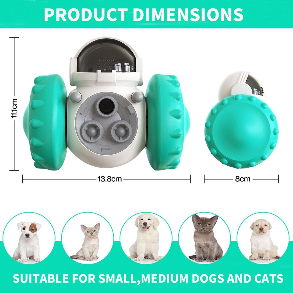 Interactive Food Toy for Dog and Cats, Pet Food Dispensor Tumbler Dog Treat Toy, Dog Slow Feeder Treat Dispensing Puzzle Toys Robot Shape