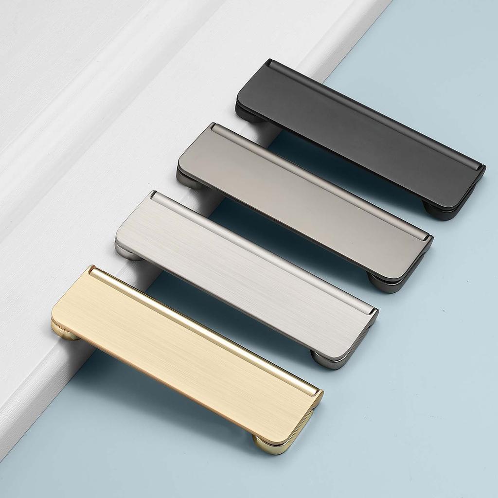 Modern Style Zinc Alloy Hidden Handle Black Golden Grey Handle Cabinet Door Pull Drawer Knob