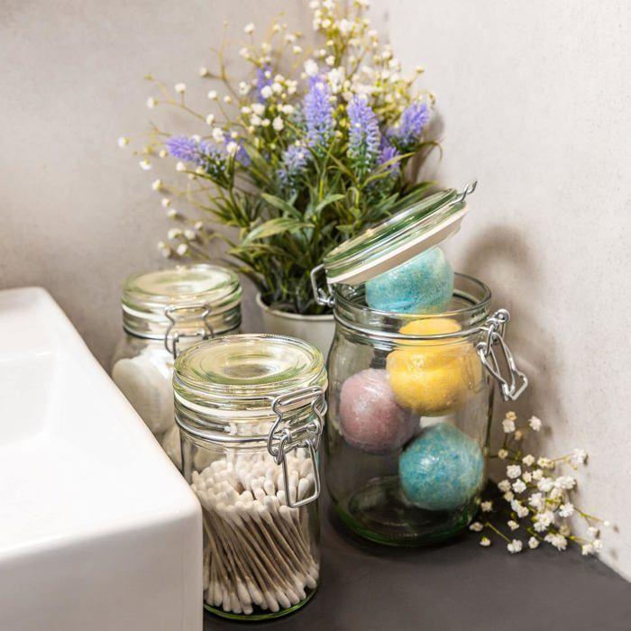 Lot de 10 Bocaux en Verre 500ml - Creative Home - Bocal Hermétique - Boite Rangement Cuisine