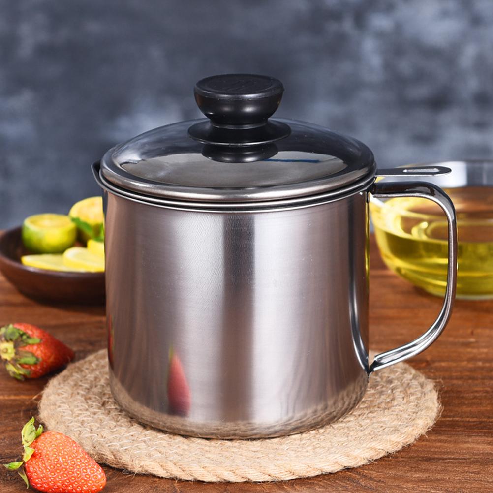 Nerezový hrnec na olej s filtrem Nádoba na filtrování tuku Držák na olivové máslo Scedník na slaninu