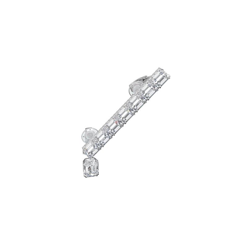 Swarovski Millenia ear cuff single, octagonal cut crystal, white, rhodium plated 5612670