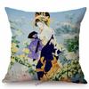 Ancient Japanese Traditional Geisha Oil Painting Art Home Decorative Sofa Throw Pillow Case Beautiful Girl Linen Cushion Cover