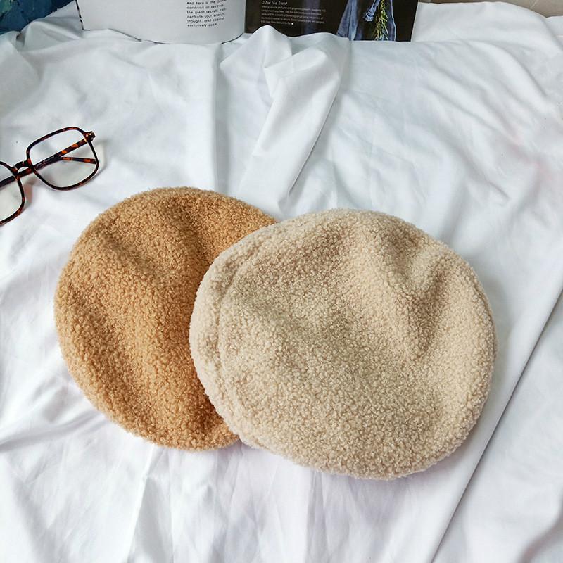 Beret Warm Wool Winter Beanie Hat Cap Vintage Plain Beret Hats Solid Color Lady Winter Warm Caps