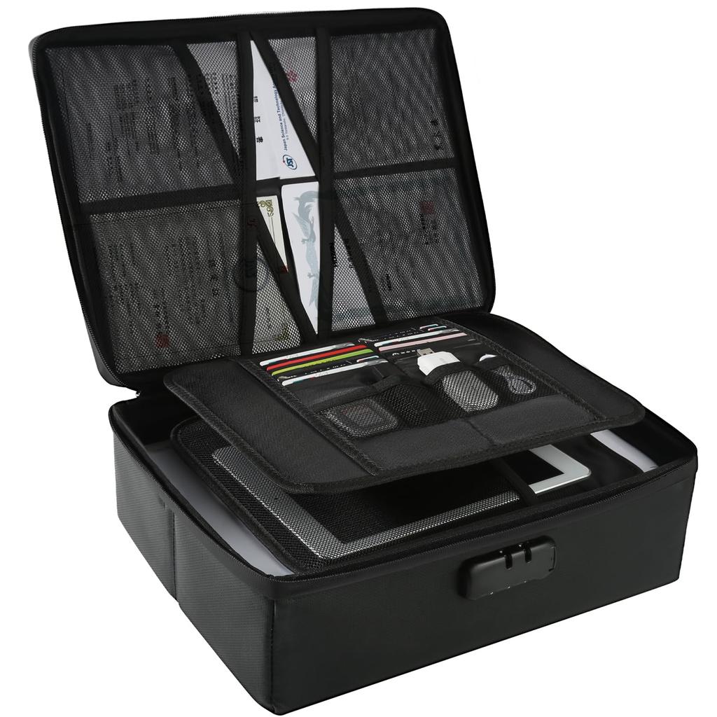 Octantis Fireproof and Water Resistant Document Case with Dial Lock 36×27×10.5 Cm Large Capacity