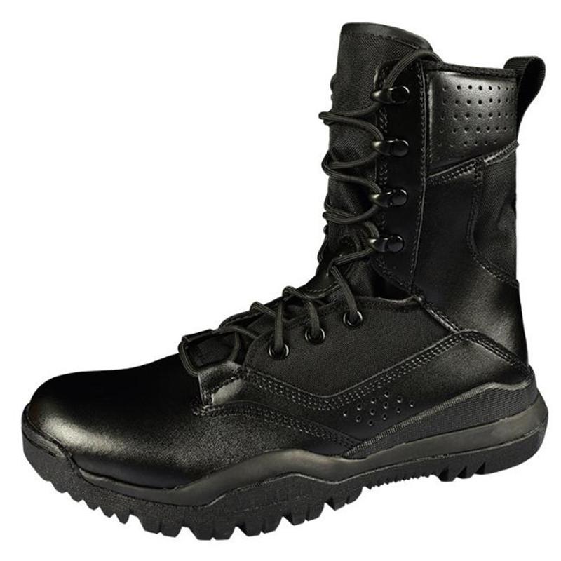 Fashion Quality Hiking Boots Men Lightweight Damping Climbing Combat Shoes Outdoor Women High-Top Black Leather Desert Tactical Boots