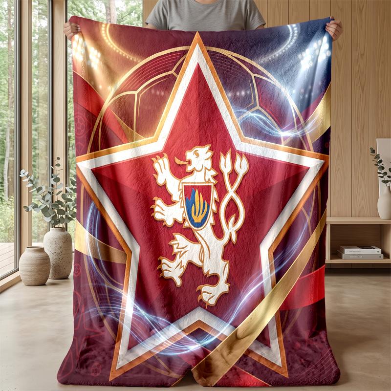 Czech Republi Football Printed Flannel Blanket Skin Friendly Warm Decorative Throw for Indoor Couch Bed Daily Use