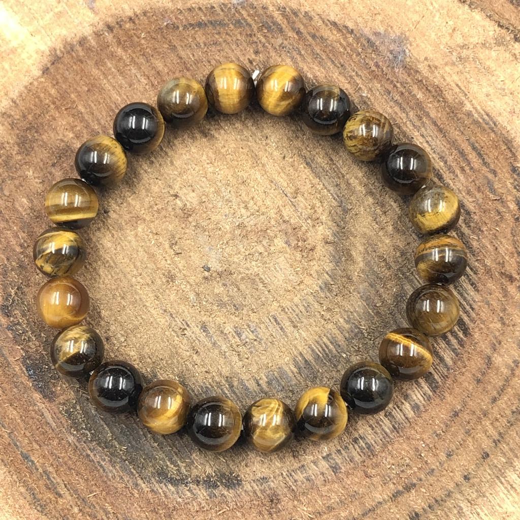 Natural Yellow Tiger's Eye Gemstone Beads Jewelry Handmade 8mm Beads Bracelet 7.5" Precious Gift For Her RBB-19