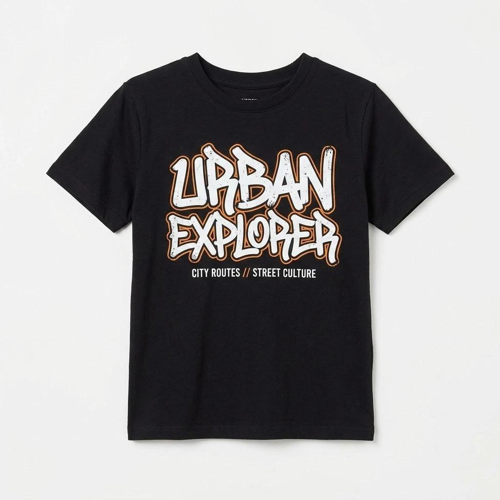 New Men s Black Graphic T-Shirt Urban Explorer City Routes Street Culture Style S