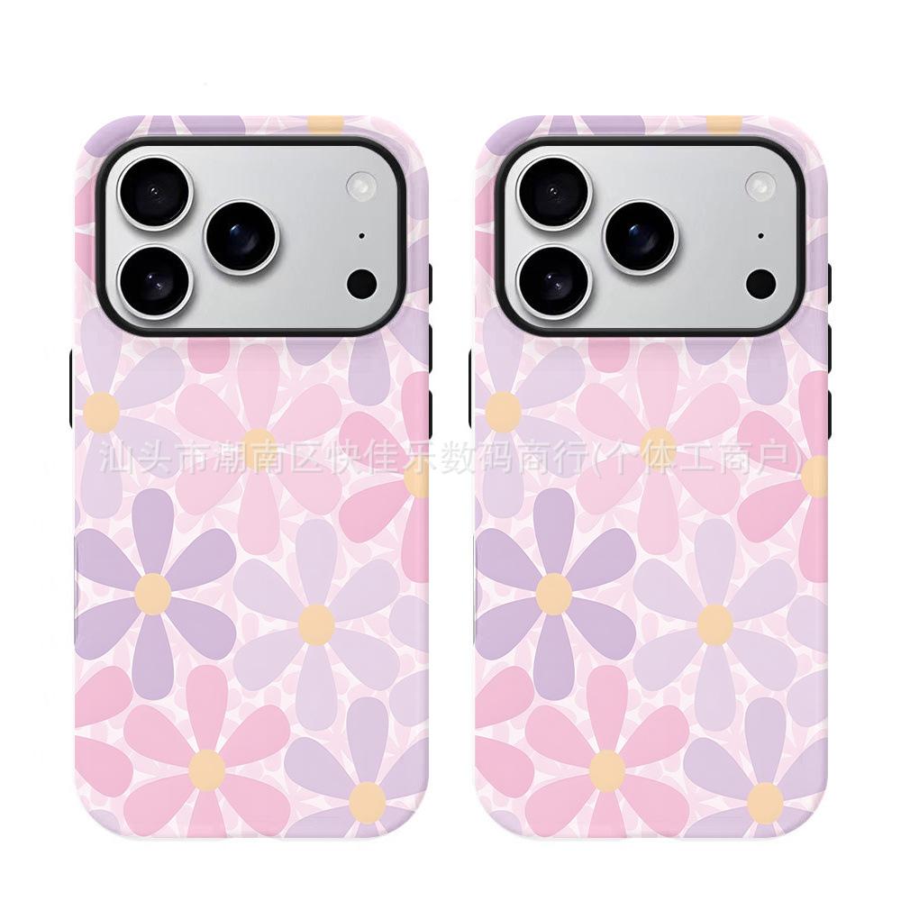 Small floral film mobile phone case is suitable for Apple 16promax glossy iPhone17 girl 15plus/14/13