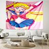 Sailor-Moon Print Tapestry, Backdrop, Easy Setup, Ideal for Bedroom, Office & Living Room, with Aesthetic Wall Hanging Decor.