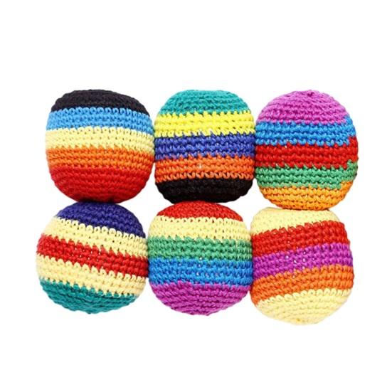 Handmade Sack, Set, Soft Juggling Balls Knitted Footbag Filled Throwing Beanbag Toys