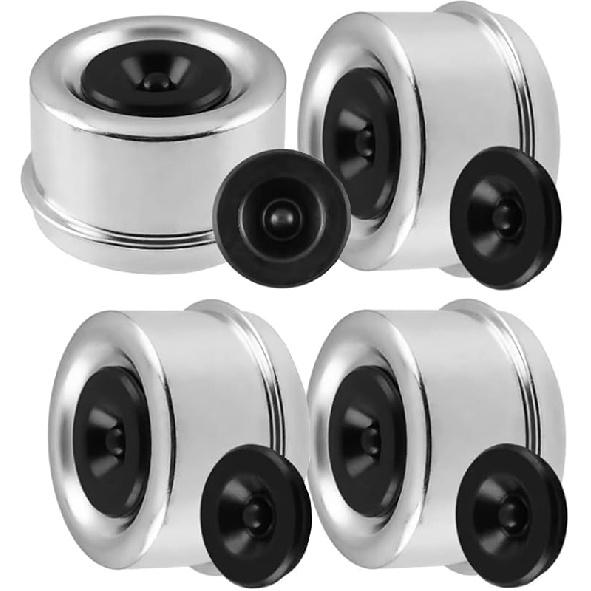 Trailer Bearing Dust Cap 2.72 In Trailer Axle Dust Cap With 8 Rubber Plugs Heavy Duty Grease Covers Bolt Metal Trailer Hub Dust Caps For Most 1.98