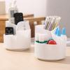 Drehbarer Make-up-Organizer 4 Fächer Große Kapazität Aufbewahrungsbox Kunststoff Kompakter Schreibtischhalter für Kosmetikpinsel Schreibwaren