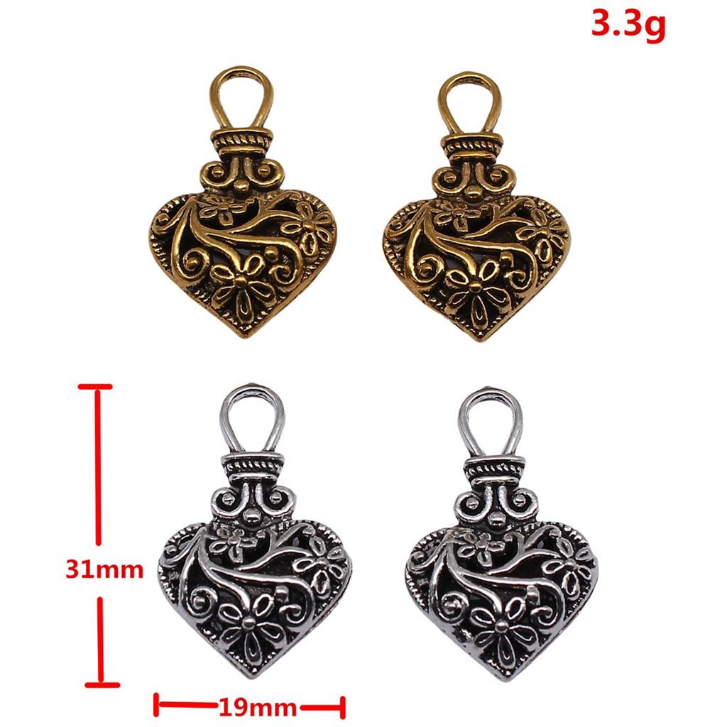 Filigree Heart Charms Antique Alloy Pendants For Vintage Floral Jewelry