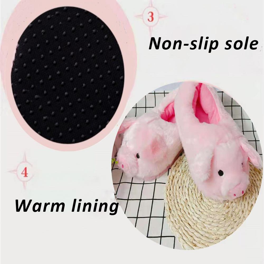 Fashion 2024 Ins Hot Cartoon Pig Cotton Shoes Girls Pink Slip On Fluffy Slipper Woman Creative Piggy Slides Loafers Shoes