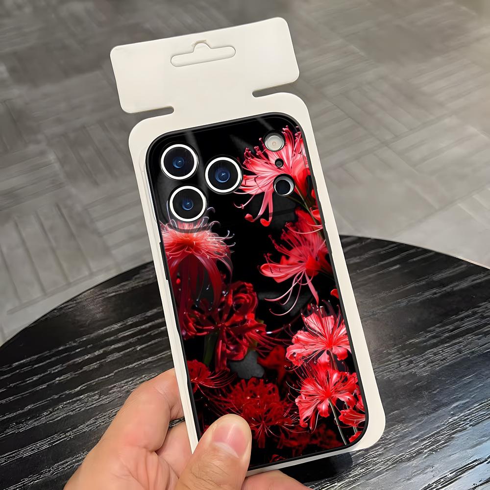 Red Spider Lily Flower Of Hell Phone Case For IPhone 17 Air 16 E Pro Max 15 14 13 Mini 12 Pro 11 Max Plus Black Soft Shell