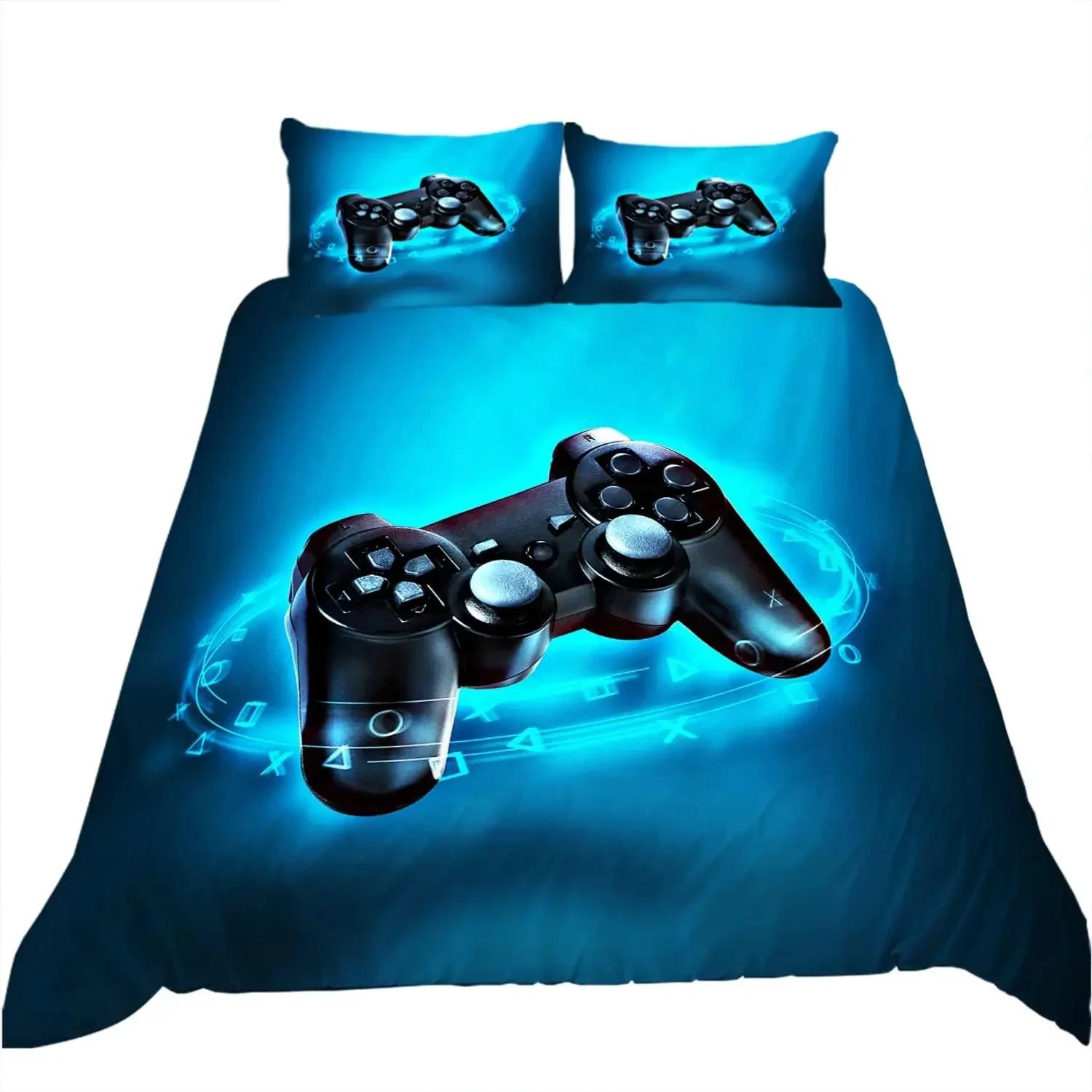 

Gaming Bedding Set Game Bed Cover 135 for Adults Boys Soft Microfiber Modern Gamepad Duvet Cover Decorative with Pillowcase EU single(135x200cm)