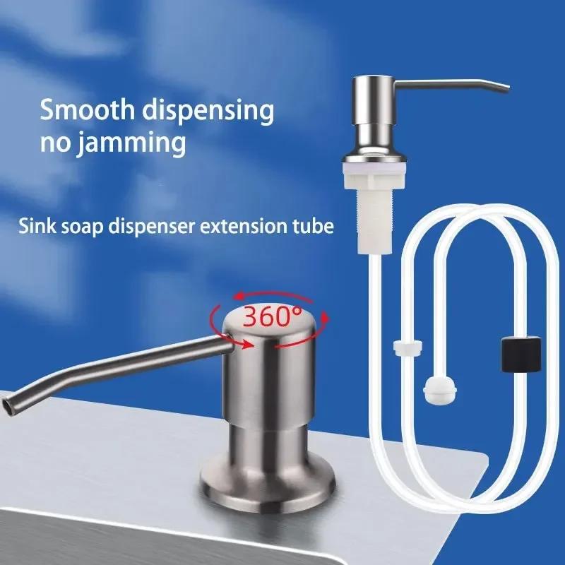 Sink Liquid Pump Extension Tube Stainless Steel Kitchen Soap Dispensers Kitchen Sink Hand Pressure Dispenser for Liquid Soap