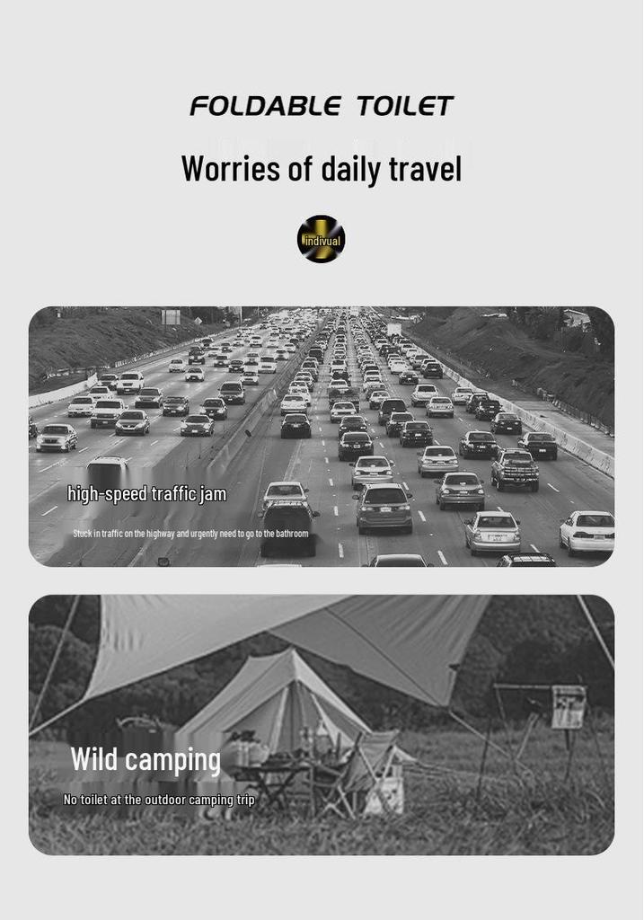 Tragbarer faltbarer Toilettensitz für Reisen, Camping, Auto, Notfälle und Selbstfahrer mit Desinfektionsmittel