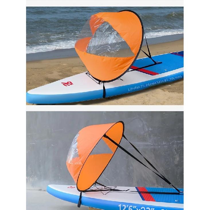KOETSU Kajak Boot Windpaddel Segel Kit Popup Brett Segel Rudern Abwind Boot Windpaddel mit Klarem Fenster Kajak Zubehör