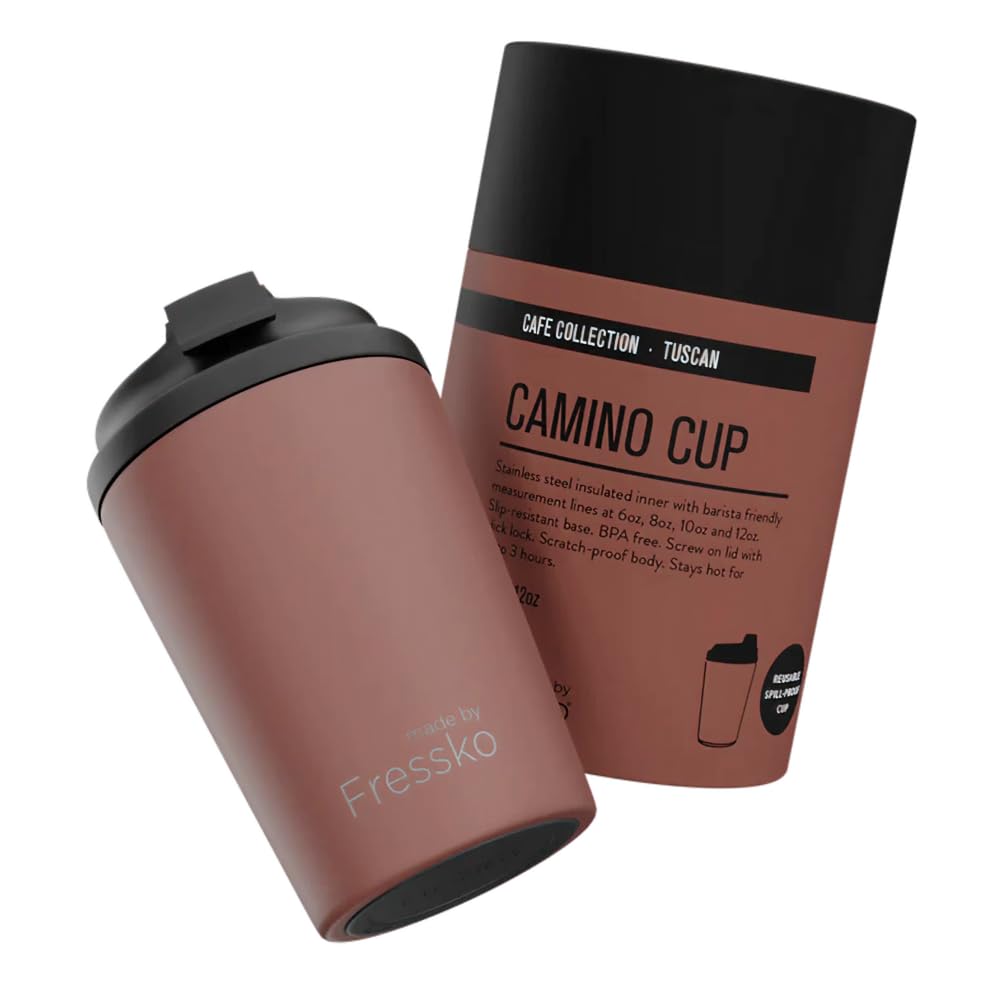 

Made by Fressko Camino Airtight 340ml 12oz Tumbler, Coffee-Specific, Long-Lasting, High-Quality Design, / (Tuscan)