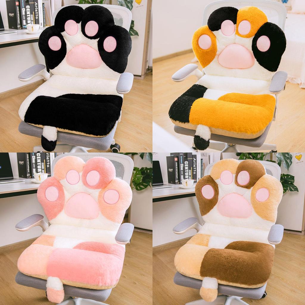 Cozy Plush Cartoon Cat Paw Office Lumbar Cushion For Home And Work Comfort