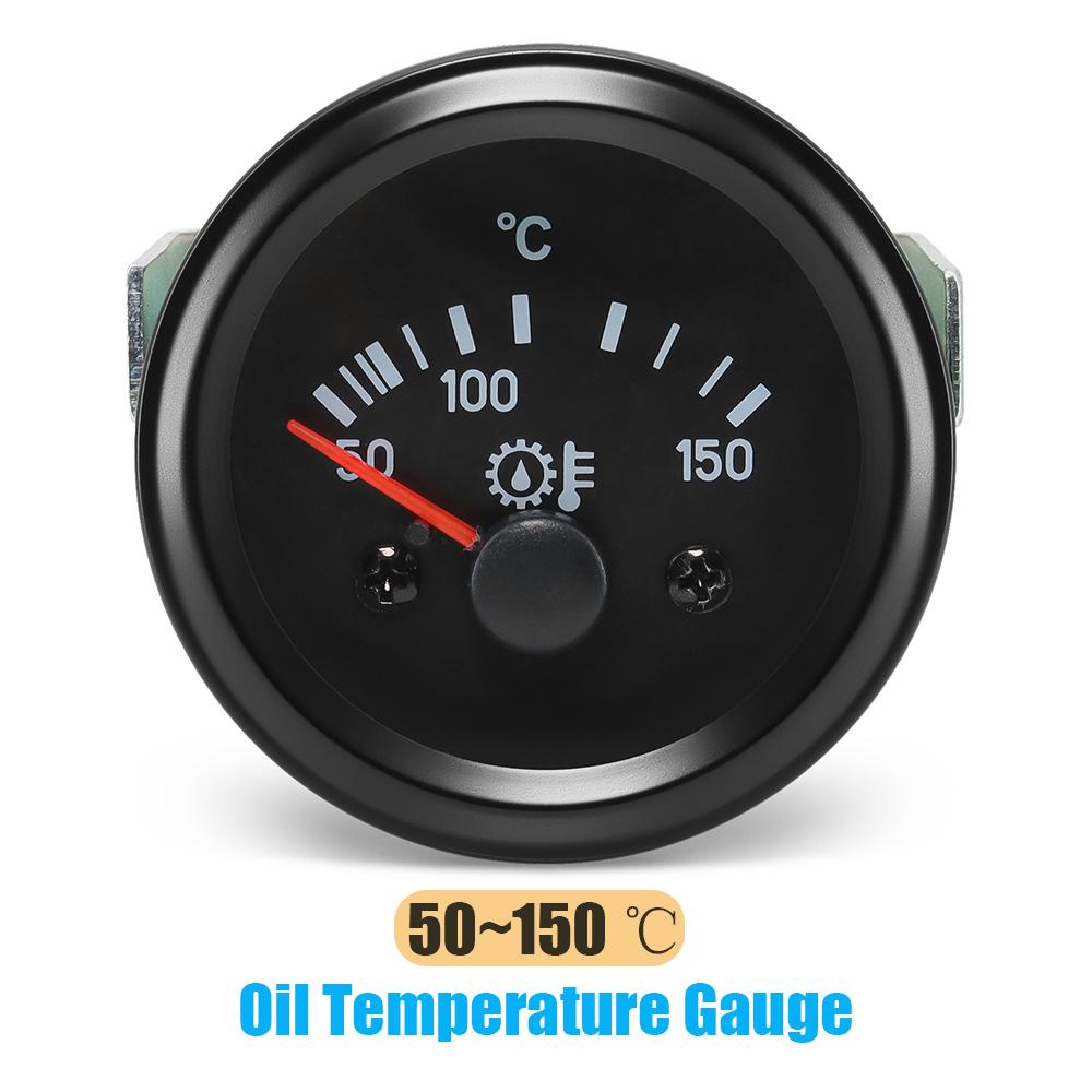 Medidor de Temperatura de Aceite para Coche 24V 2" 52mm Indicador Digital de Temperatura de Agua con LED Amarillo Para Coche Diésel sin Sensor