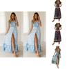 Elegant Women Wrap Summer Boho Floral Short Sleeve Maxi Print Dress For Holidays
