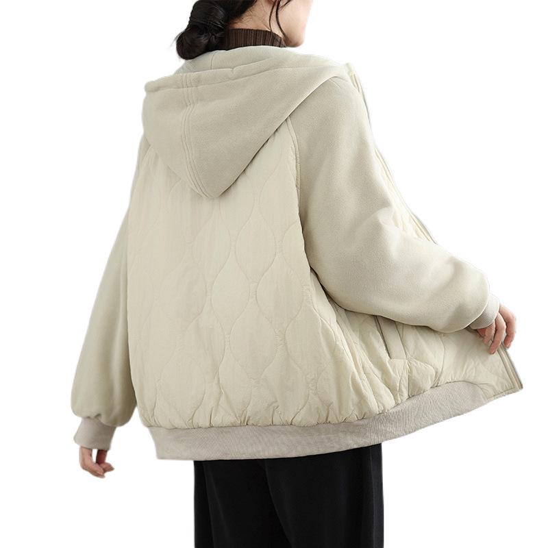 New Autumn/Winter Women's Korean-Style Thickened Hooded Jacket - Simple, Fashionable, and Warm.