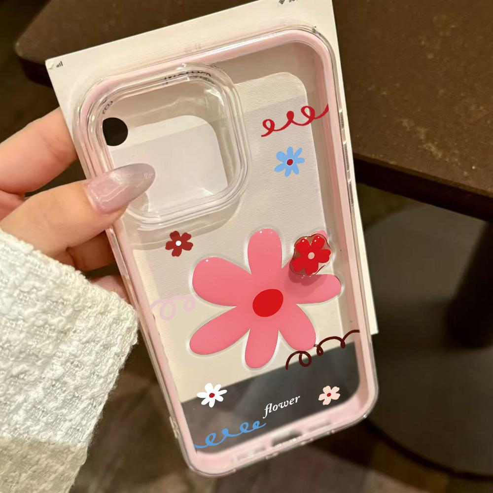 Korean style cute flowers for iPhone17 Pro Max mobile phone protective case 16 simple 15Pro niche 14