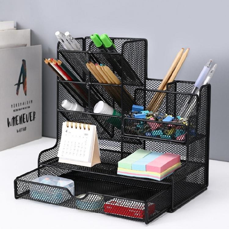 Großer Stiftebecher mit Schublade Multifunktionaler Stiftehalter Büro Schreibtisch Stifteorganizer für Stifte Bleistifte Marker