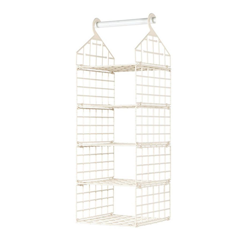 2/3/4/5 Tier Folding Closet Organization Shelves Multi-Purpose Checkered Clothes Rack For Home Bedroom