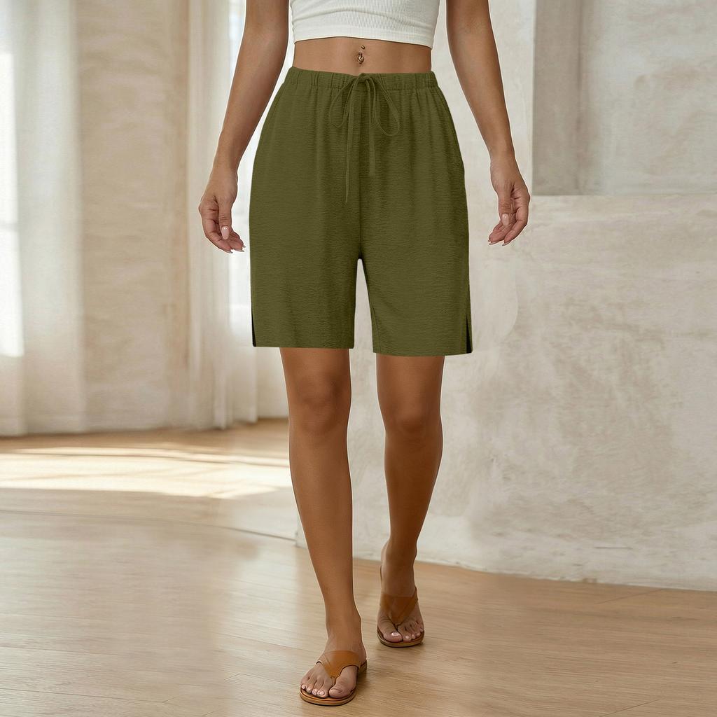 Women's Loose  Straight Drawstring Pocket Casual Shorts