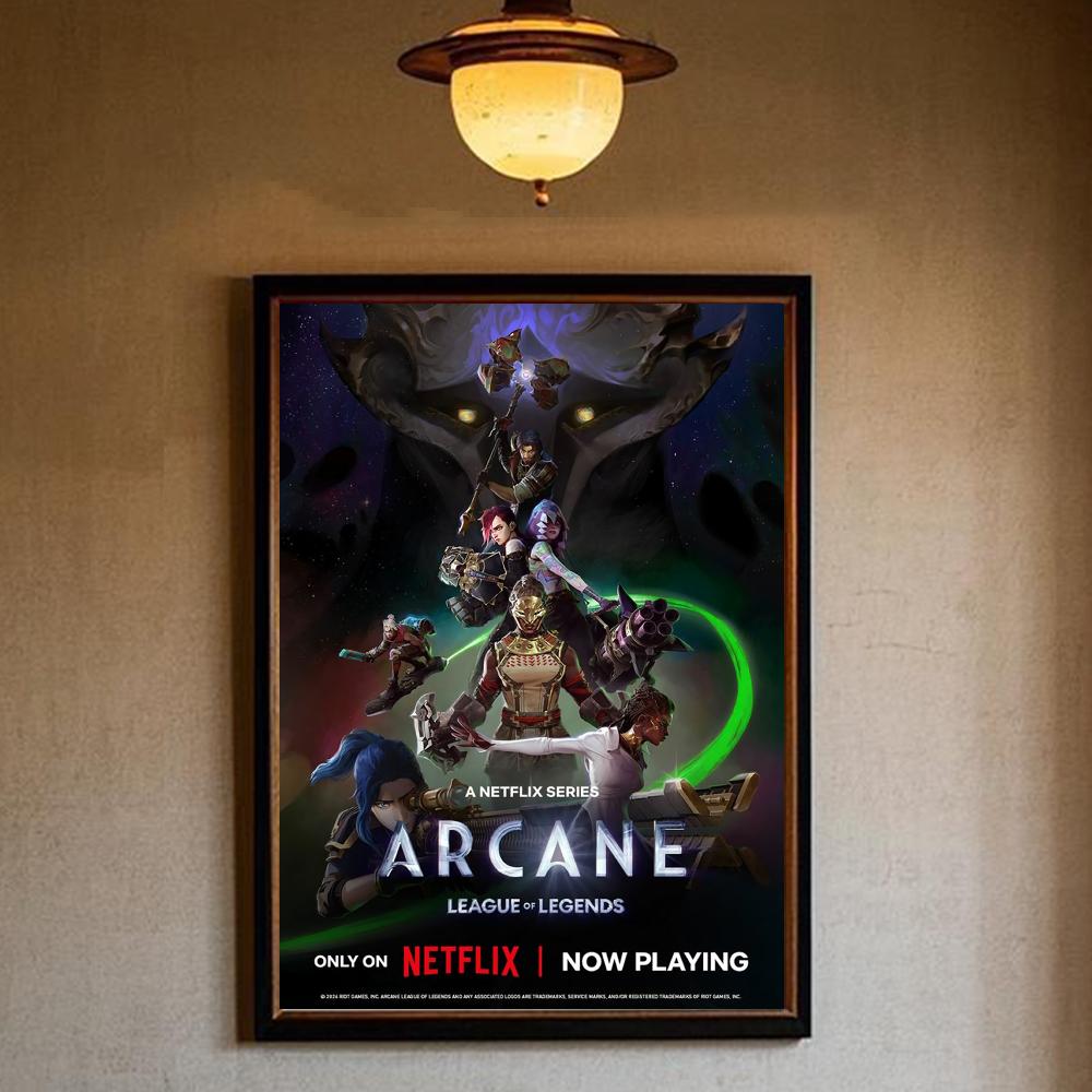 Arcane L-LOL Classic Animation Character Game Poster Art Sticky Wall Waterproof Home Living Room Bedroom Bar Aesthetic Decoratio