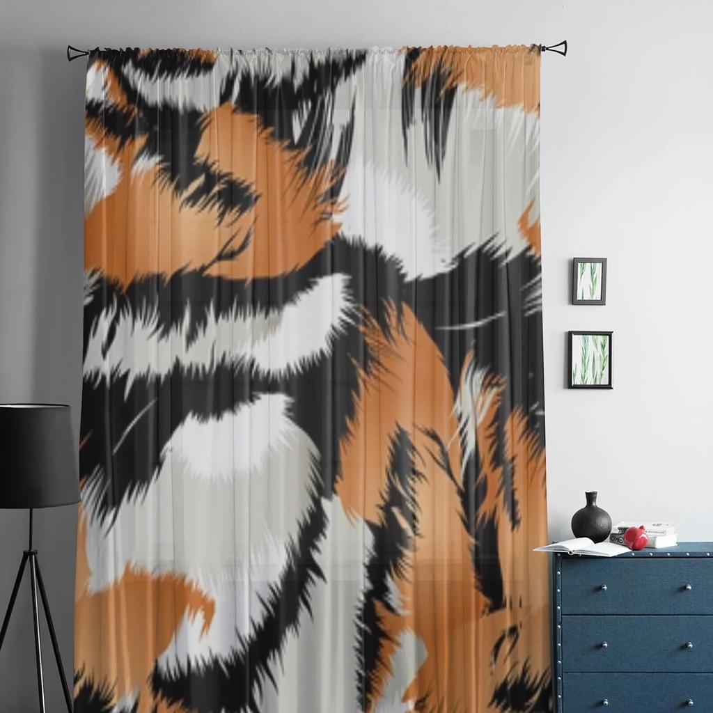 Wilde Tigerstreifen, transparente Fenstervorhänge für Wohnzimmer, Schlafzimmer, moderne Voile-Tüll-Vorhänge, Stoffvorhänge für die Küche