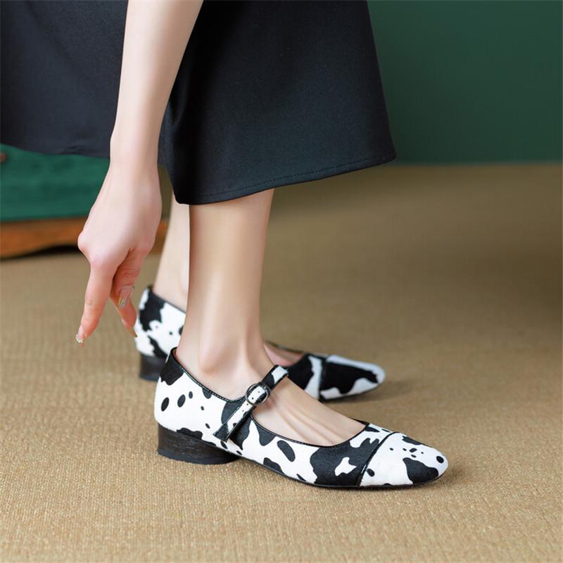 Fashion New Spring Women Shoes Square Toe Mixed Color Low Heel Mary Jane Shoes for Women Horsehair Women Pumps Ladies Shoes Zaptos Mujer