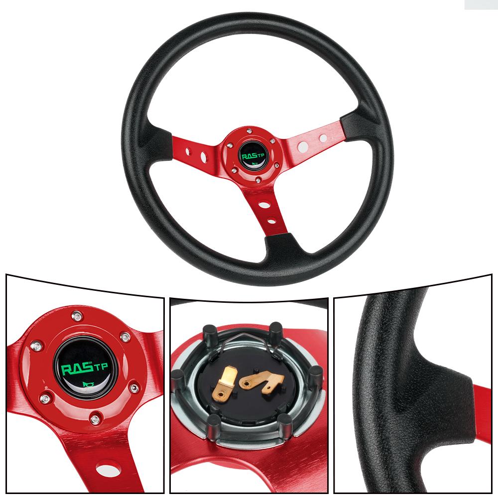 Universal 14inch 350mm Car Racing Steering Wheels Aluminium PU Deep Corn Dish Sport Drifting Steering Wheel STW020