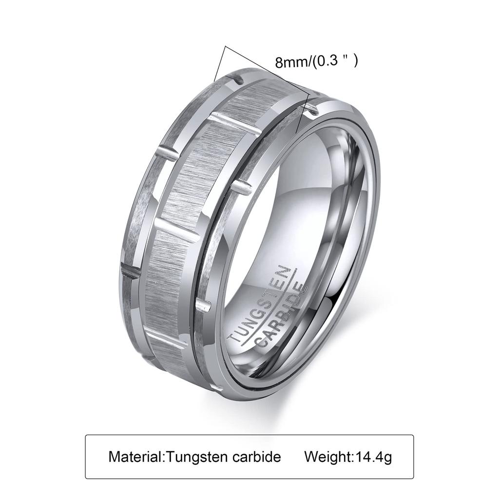 [Rockyu] Accessories Rings Men's Silver Tungsten Ring Simple 8mm Matte Finish Wide