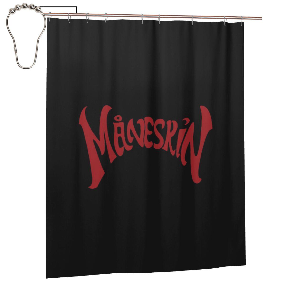 

Maneskin Красный Логотип Шторка для Душа Ванной Комнаты Полиэстер Водонепроницаемая Занавески для Ванны С Крючками W60H190(CM)-1 Pcs