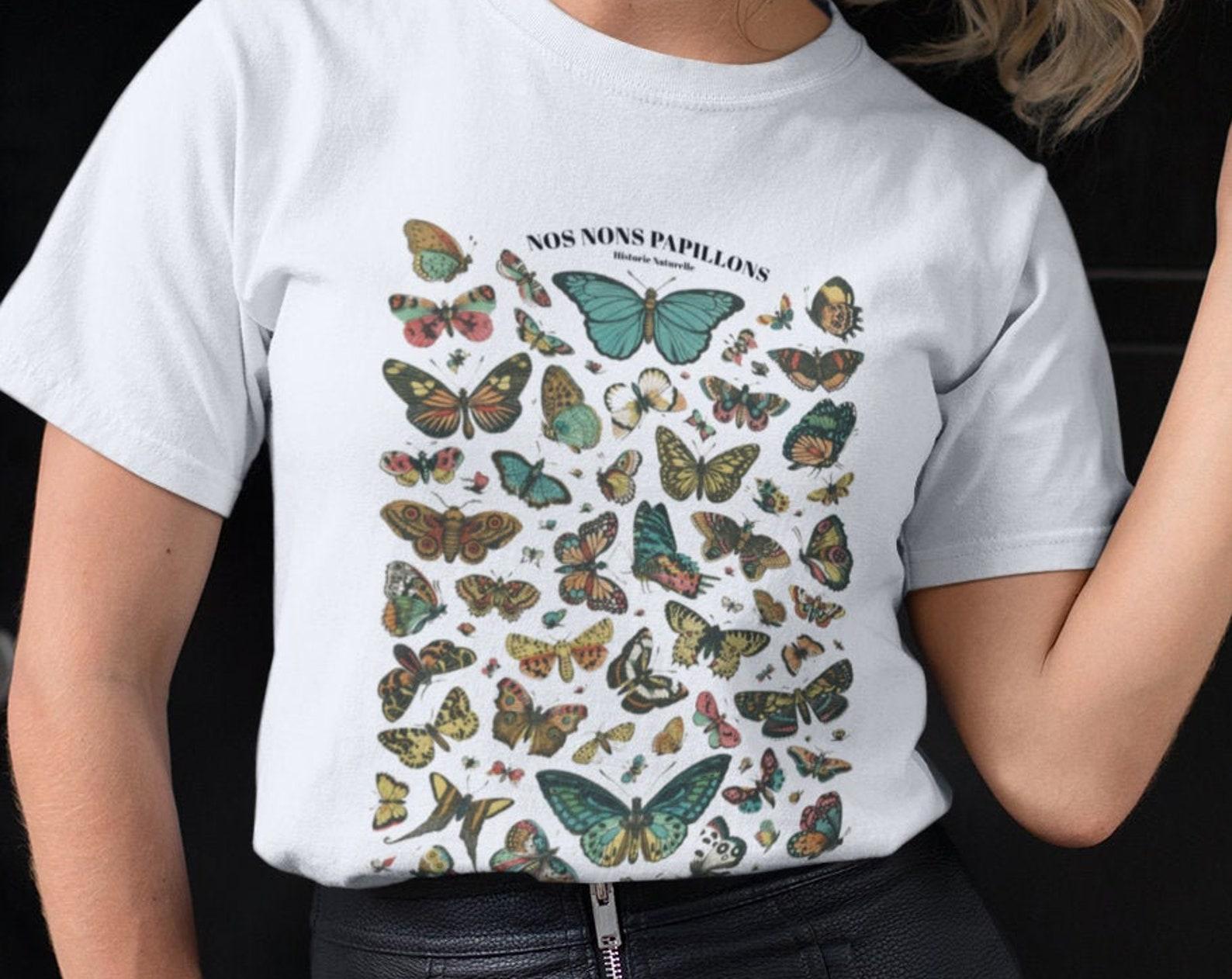Retro Butterfly T-Shirt, Adolphe Millot Insect Art S