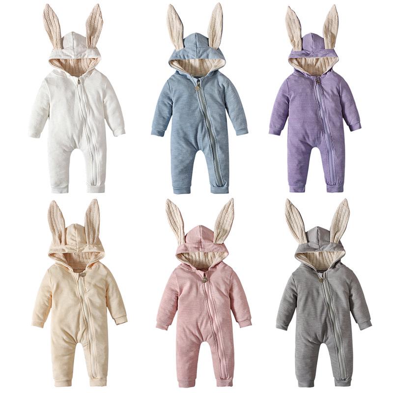 Easter Bunny Ears Hooded Romper for Girls - Spring & Autumn Style