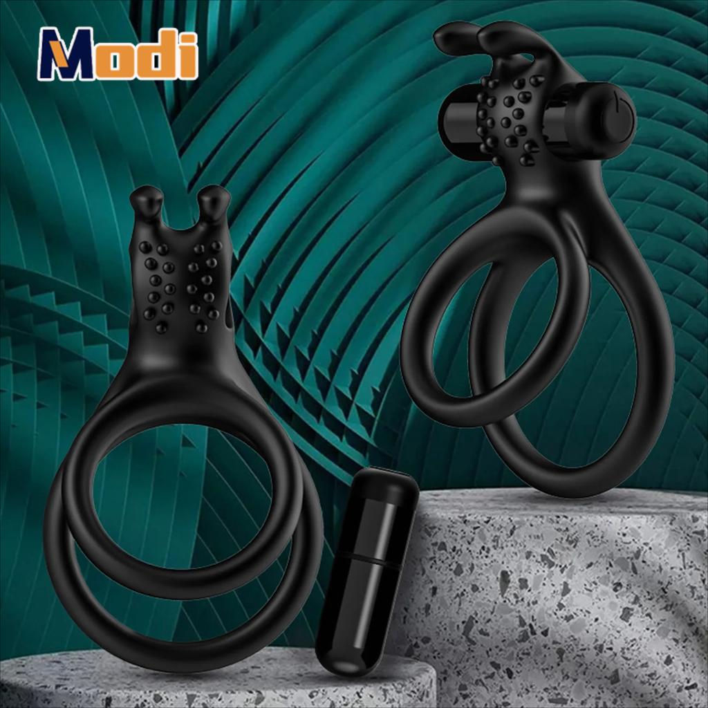 Silicone Rabbit Vibrator Cock Rings Delay Ejaculation Sex Toys For Men Penis Enlargement Clitoral Vagina Stimulator Adult Goods