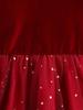Girls Long Sleeve Red Velvet Star Moon Tulle Dress Kids Spring Autumn Princess Dress
