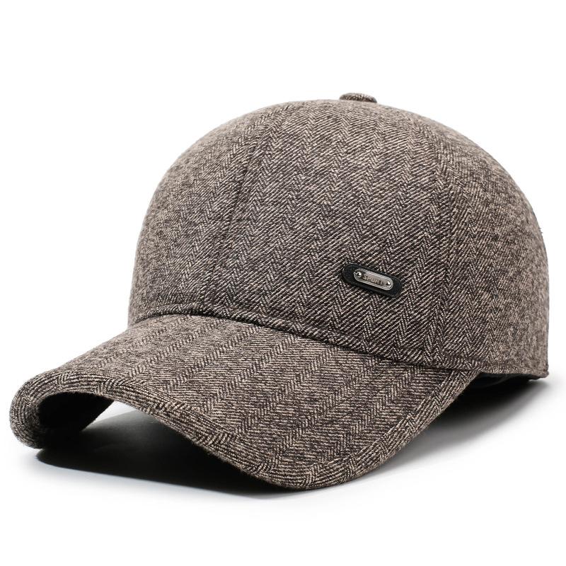 

Кепка для среднего возраста Осень Зима Кепка с защитой ушей Толстая Ветрозащитная Бейсболка Хлопковая кепка кофейный